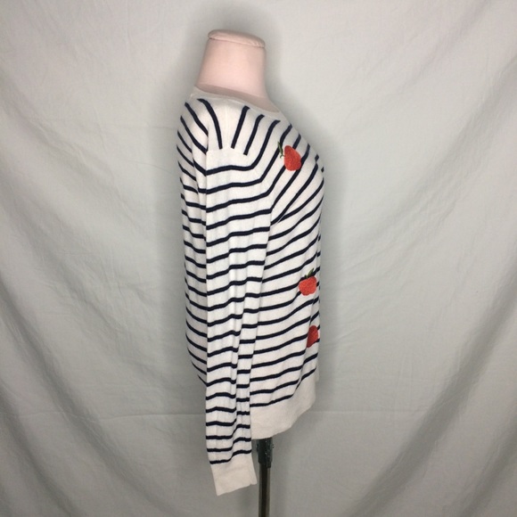 LOFT striped apple embroidered sweater Wool blend - Picture 10 of 12